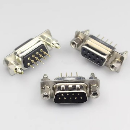 DB9焊板式公头/母头 DP9直针 9芯针/孔 二排 180度 镀金带铆鱼叉