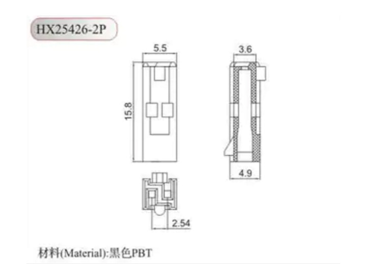 HX25426-2P（插头）-红星连接器 / 10只