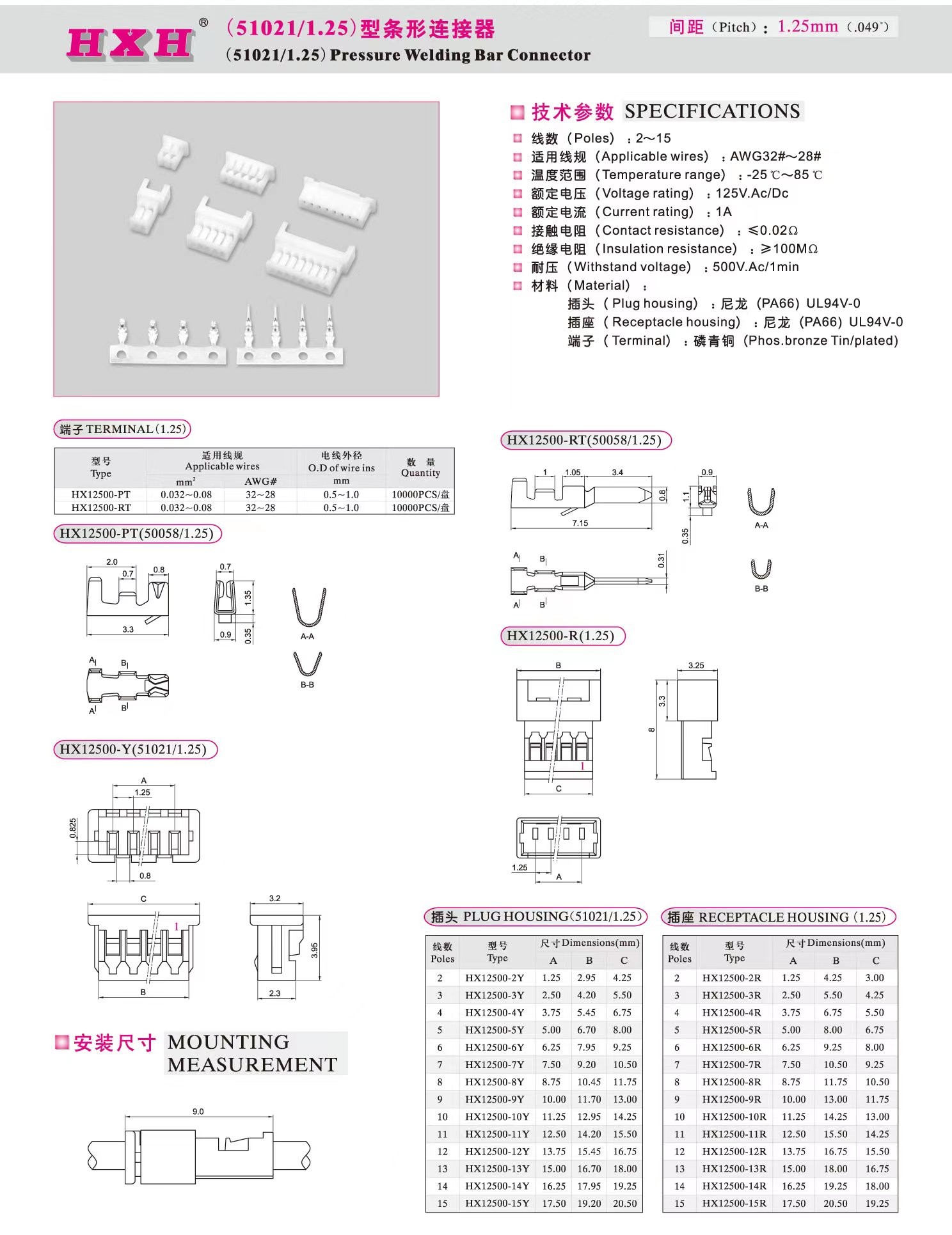 HX1.25-A-12（FFC/FPC)-红星连接器/100只