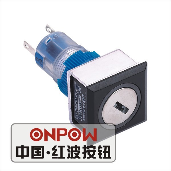 ONPOW中国红波按钮.带灯钥匙开关LAS1-APJ-11Y/2 长方形 可做防水