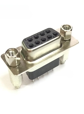 D-SUB连接器直脚焊板接头DP-9P孔黑胶母头加高塑胶铆鱼叉焊板直插