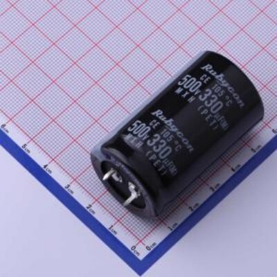 牛角型电解电容   330uF  ±20%  500V   封装： 插件,D30xL50mm