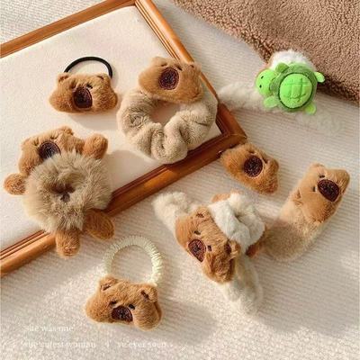 卡皮巴拉发卡女抓夹儿童卡通抓娃娃机毛绒鲨鱼夹卡皮巴拉头绳饰品