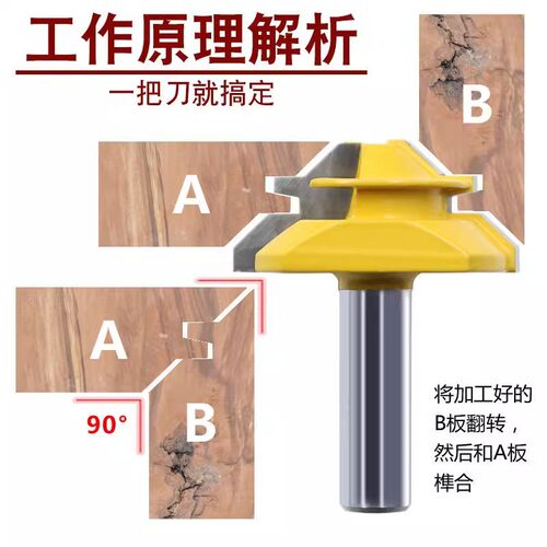 Imbot45度榫合刀修边机刀头木工专用开槽铣刀合金90度拼接直角