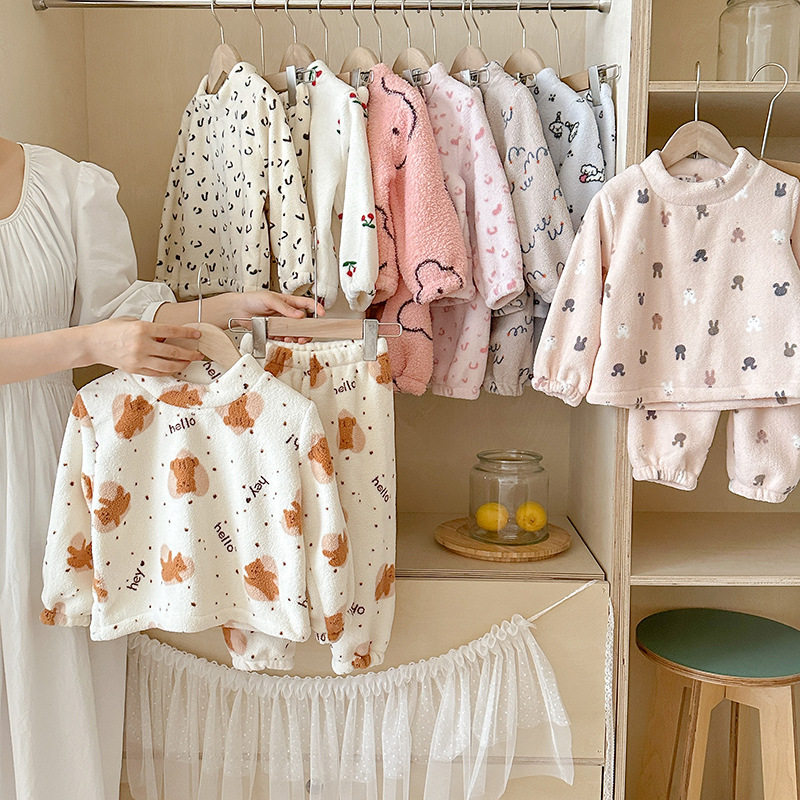 儿童睡衣法兰绒秋冬保暖毛绒套装女童冬季珊瑚绒男宝宝家居服分体,童装/婴儿装/亲子装,家居服套装,淘宝优惠券,粉丝福利购,淘宝优惠卷