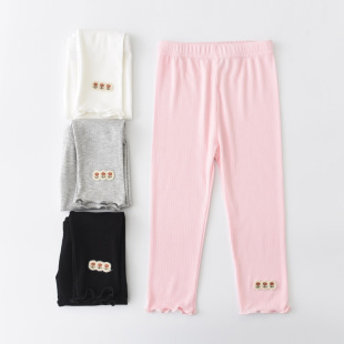 2026夏季女童七分打底裤2*2罗纹高弹力童裤源头工厂90-170码薄款