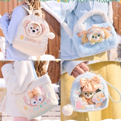 上海迪士尼冰雪伙伴玲娜贝儿达菲可琦安斜挎包双肩包化妆包托特包