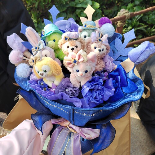 上海迪士尼10周年生日庆典达菲和朋友七宝毛绒玩偶花束