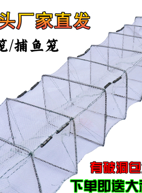 白色虾笼渔网鱼网加厚龙虾网笼折叠捕鱼网鱼笼黄鳝笼捕虾网捕鱼笼