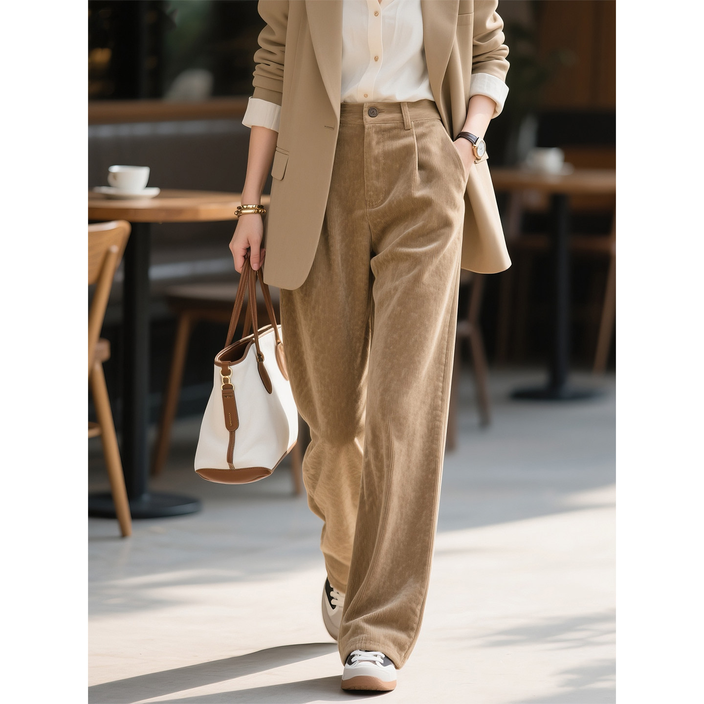 卡其色灯芯绒阔腿裤女2026年秋冬新款高腰显瘦直筒版型中长裤子,女装/女士精品,休闲裤,淘宝优惠券,粉丝福利购,淘宝优惠卷