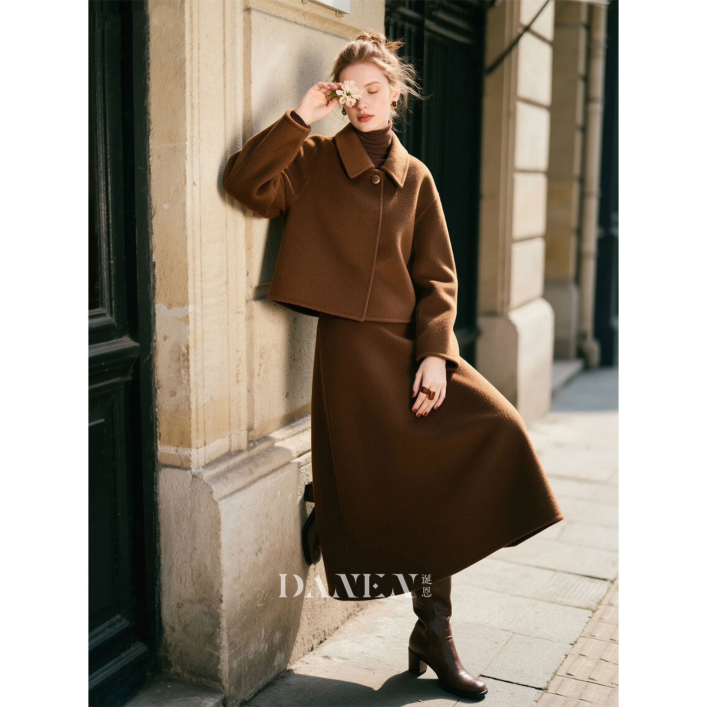 棕色羊毛双面呢套装女秋冬外套半身裙两件套2026超火冬装一整套,女装/女士精品,时尚套装,淘宝优惠券,粉丝福利购,淘宝优惠卷