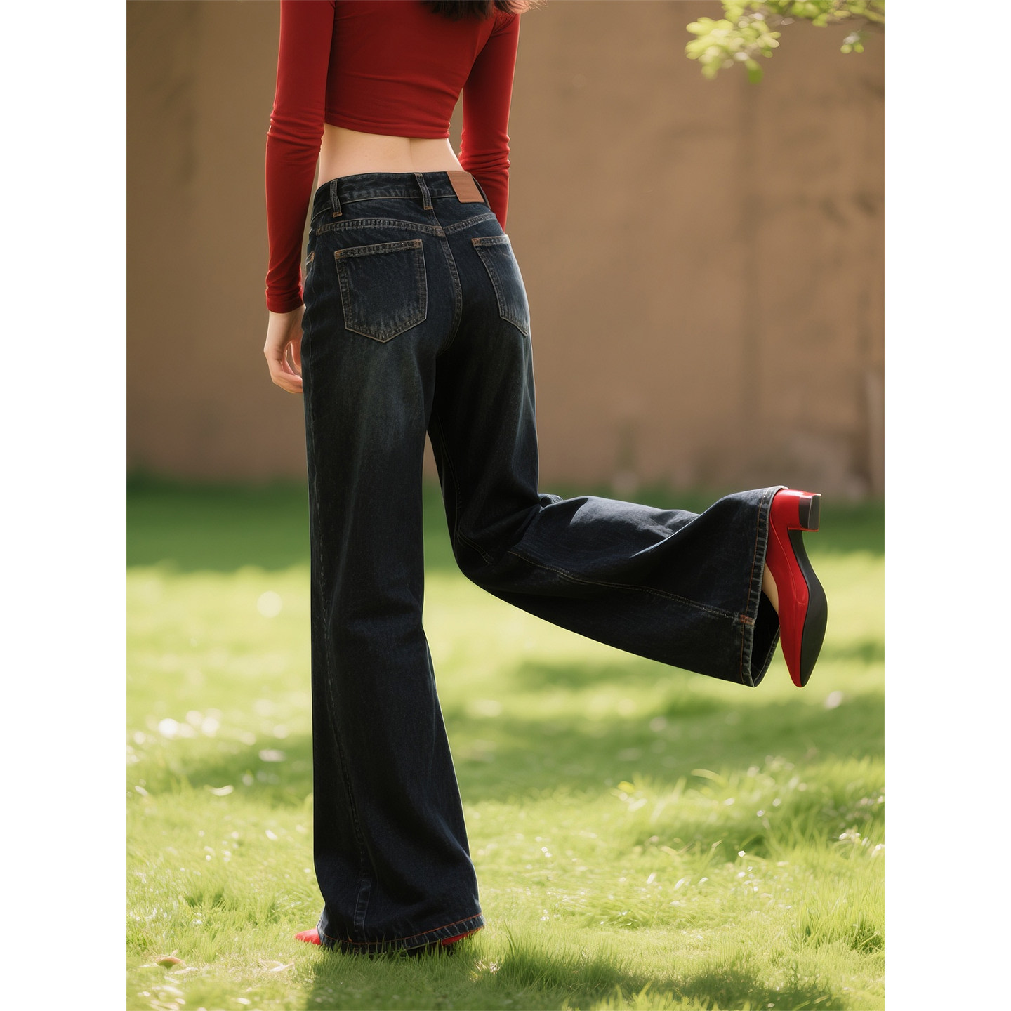 灰黑色高腰显瘦牛仔阔腿裤女2026年春季新款宽松慵懒风拖地长裤,女装/女士精品,牛仔裤,淘宝优惠券,粉丝福利购,淘宝优惠卷