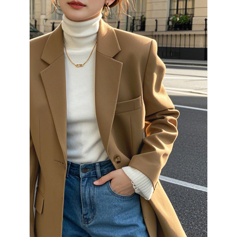 卡其色西装外套女2025年春秋新款