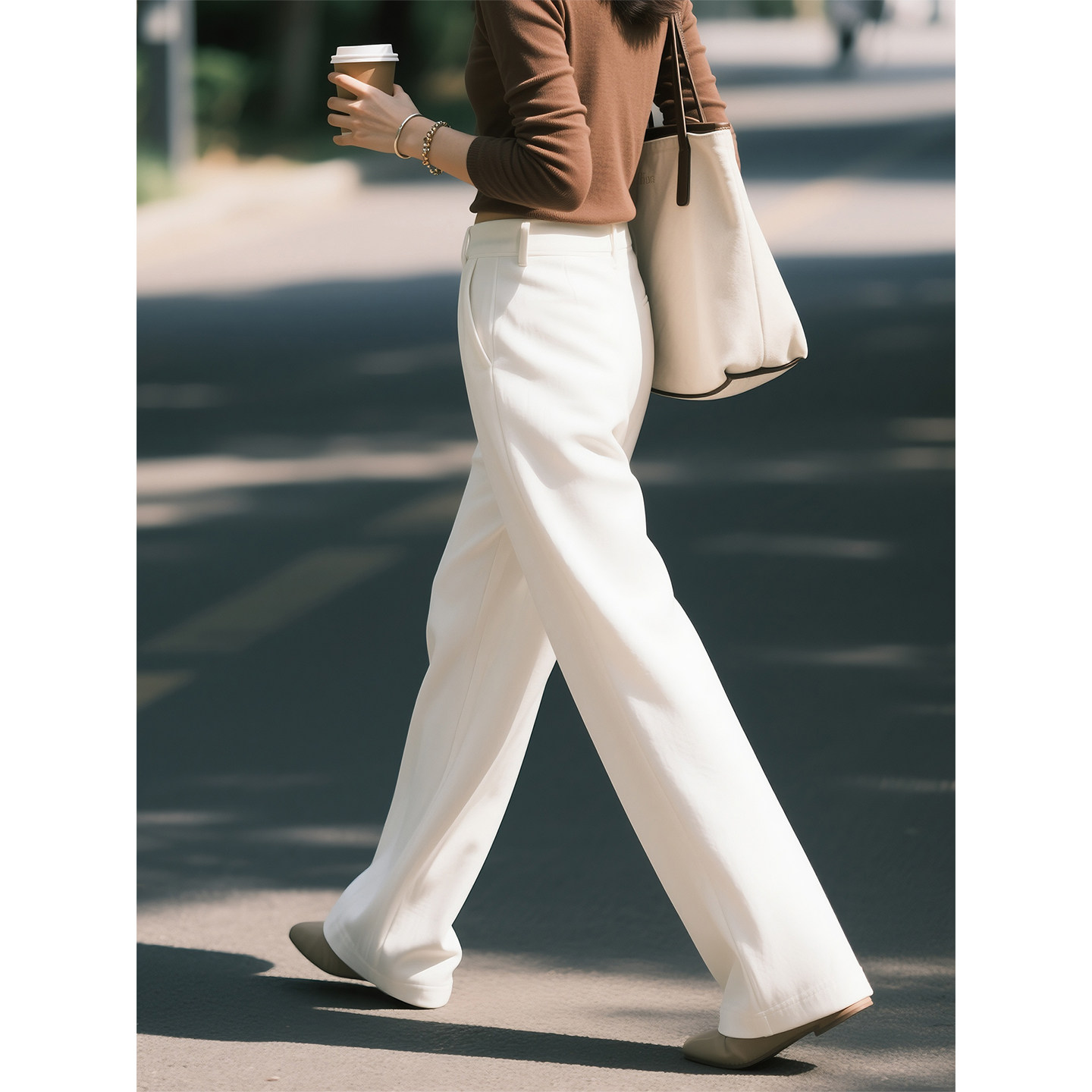 白色高腰西装阔腿裤女2026年春季新款通勤风高级感显瘦垂感休闲裤,女装/女士精品,休闲裤,淘宝优惠券,粉丝福利购,淘宝优惠卷