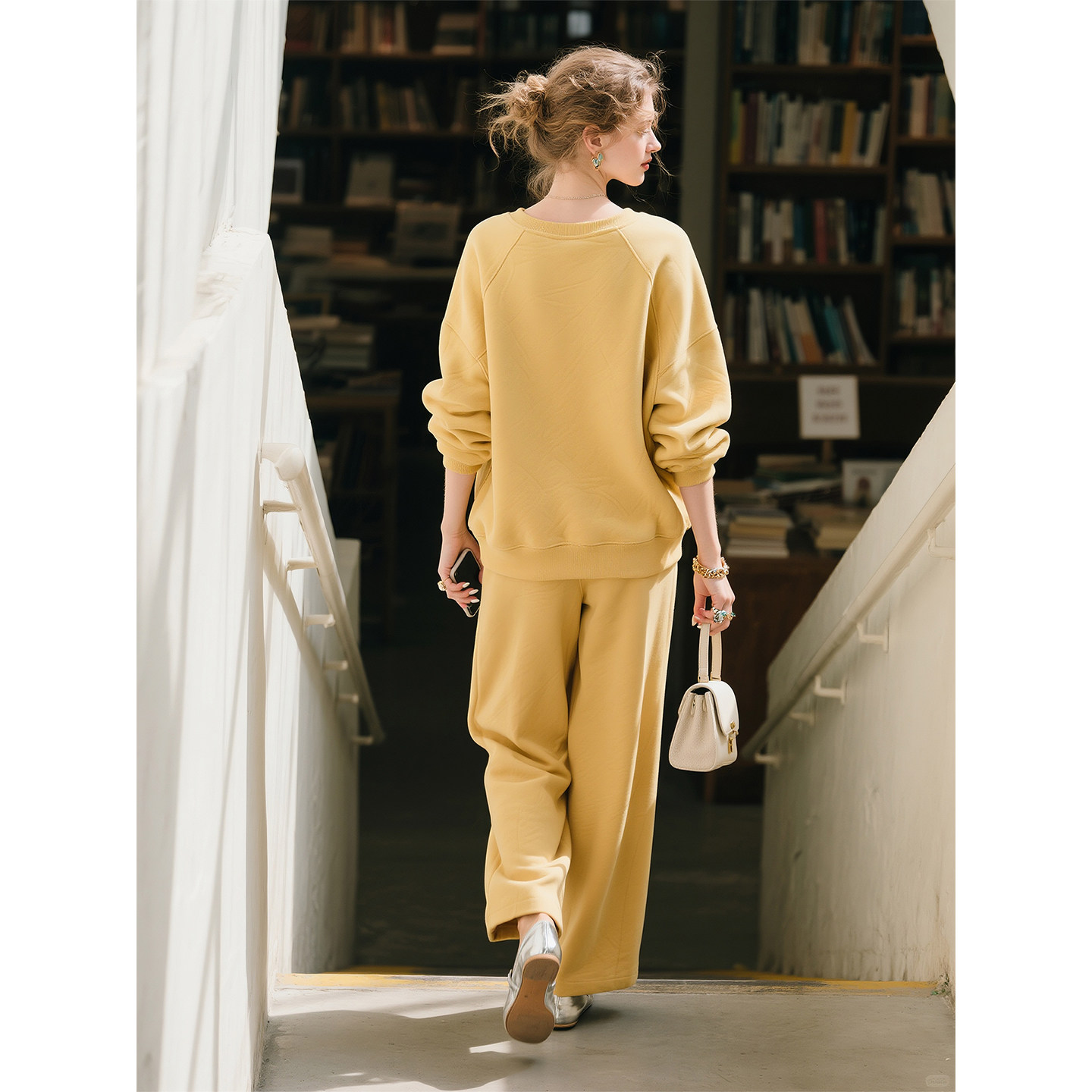 黄色简约休闲风卫衣套装女2026春季新款宽松慵懒阔腿裤两件套时尚,女装/女士精品,时尚套装,淘宝优惠券,粉丝福利购,淘宝优惠卷