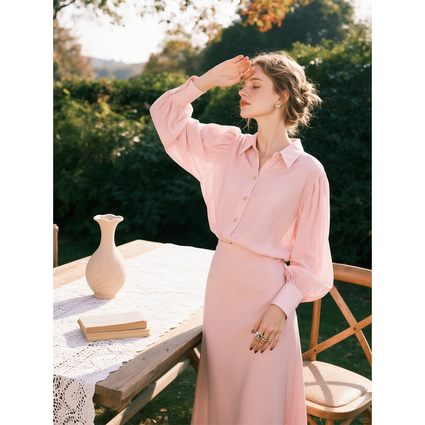 粉色翻领衬衫半身裙女2026年春季新款收腰显瘦气质半身裙两件套,女装/女士精品,时尚套装,淘宝优惠券,粉丝福利购,淘宝优惠卷