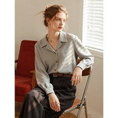 灰色长袖 设计感小众宽松衬衣通勤百搭上衣 新款 衬衫 女2026年春季