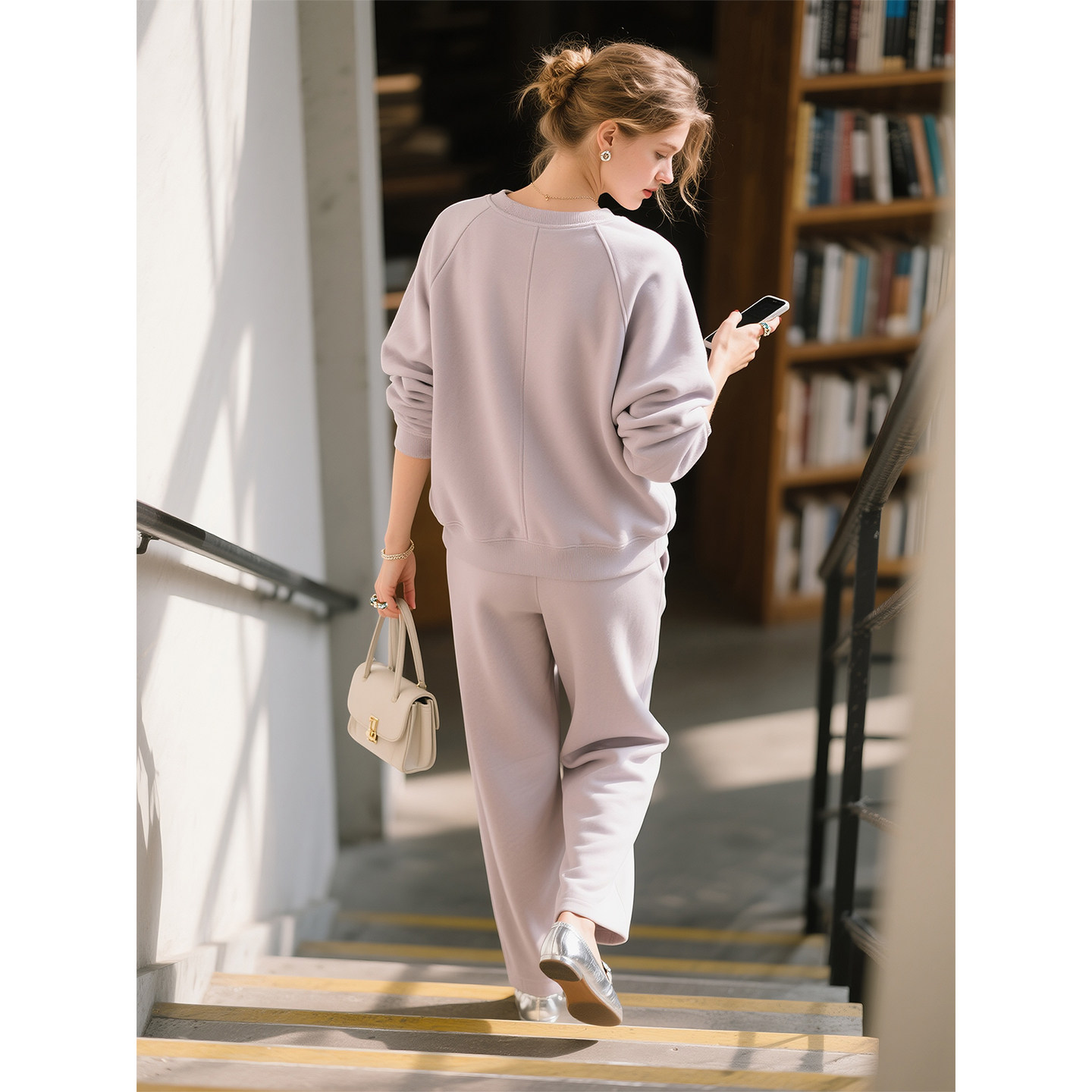 香芋紫休闲慵懒风卫衣套装女2026春季新款宽松通勤阔腿裤两件套,女装/女士精品,时尚套装,淘宝优惠券,粉丝福利购,淘宝优惠卷