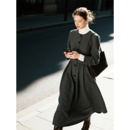 深灰色羊毛毛呢连衣裙女2025年秋冬新款 设计感显瘦气质裙子 法式