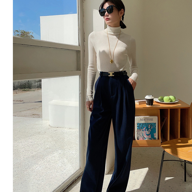 燕麦色堆领毛衣针织衫女2025年