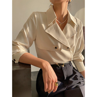 设计感小众长袖 女2025年早春新款 衬衣高级感通勤上衣 领衬衫 西装
