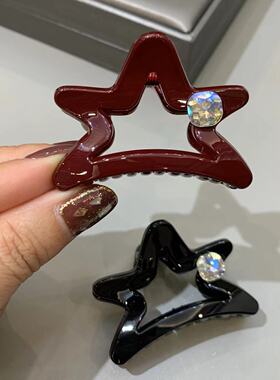 韩系复古安可拉红水钻鲨鱼夹