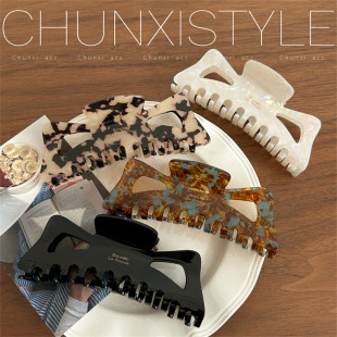 超大号抓夹仿醋酸蝴蝶结发夹女法式 后脑勺盘发抓洗澡鲨鱼夹子发饰