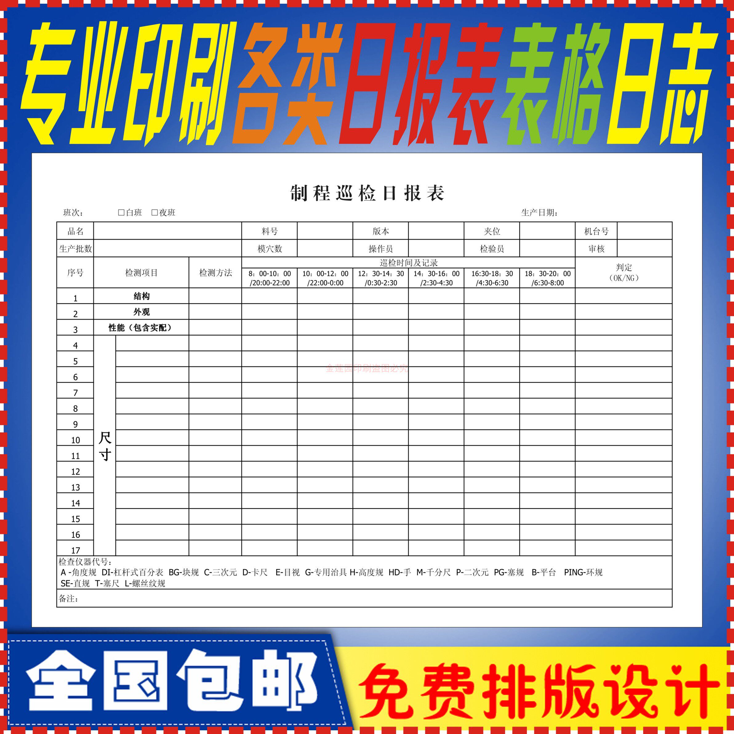 生产日报表运行日志巡检记录登记红头信纸标签首检ipqc记录表定制
