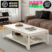 钢化玻璃茶几双层现代简约茶几桌小户型客厅加粗沙发边小桌矮桌子