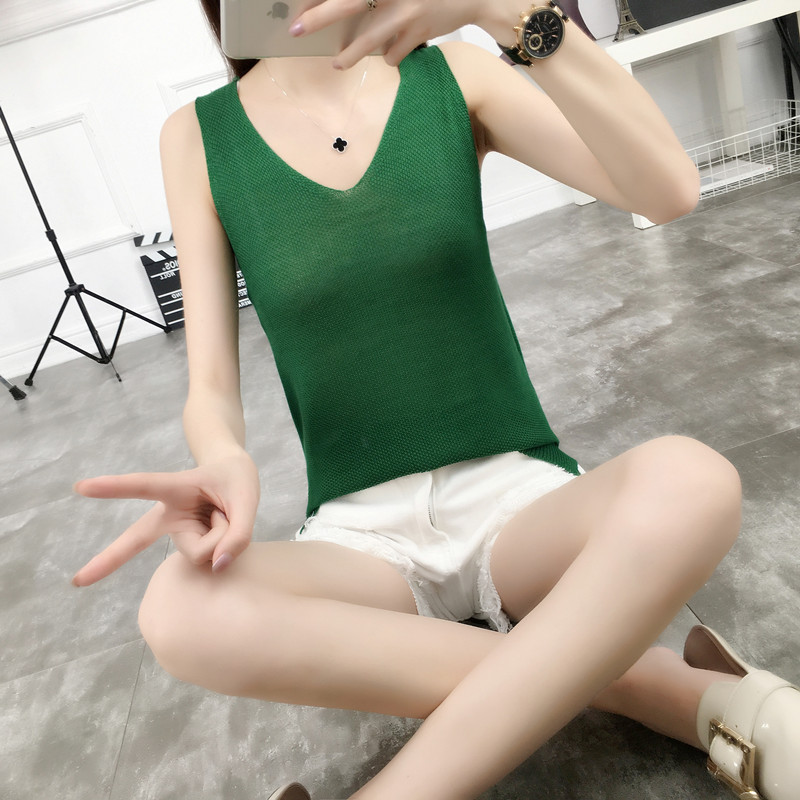 針織吊帶背心女夏秋外穿新款韓版寬松內搭打底衫無袖T恤上衣潮靚