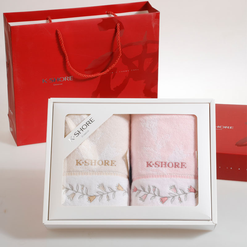 金号纯棉毛巾礼盒两条装 馥香系列 礼品专属采购送手提