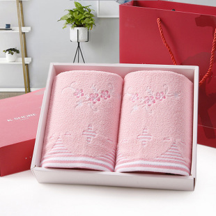 吸湿宽大厚实G2056H 式 两条装 金号纯棉枕巾棉柔绣花枕巾一对情侣款