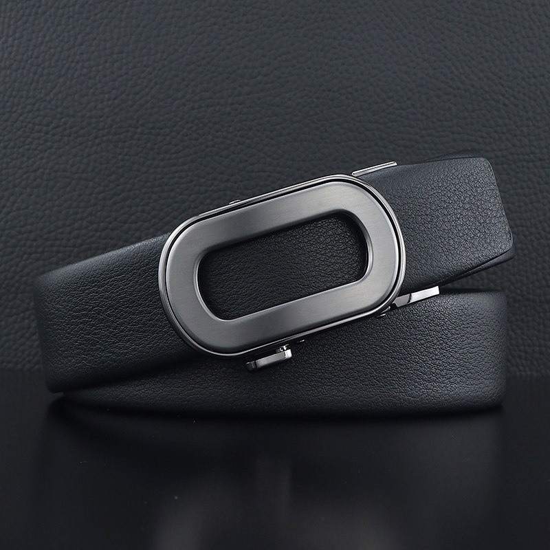 皮带男士真皮时尚轻奢椭圆自动扣腰带潮流青少年商务黑色正装裤带