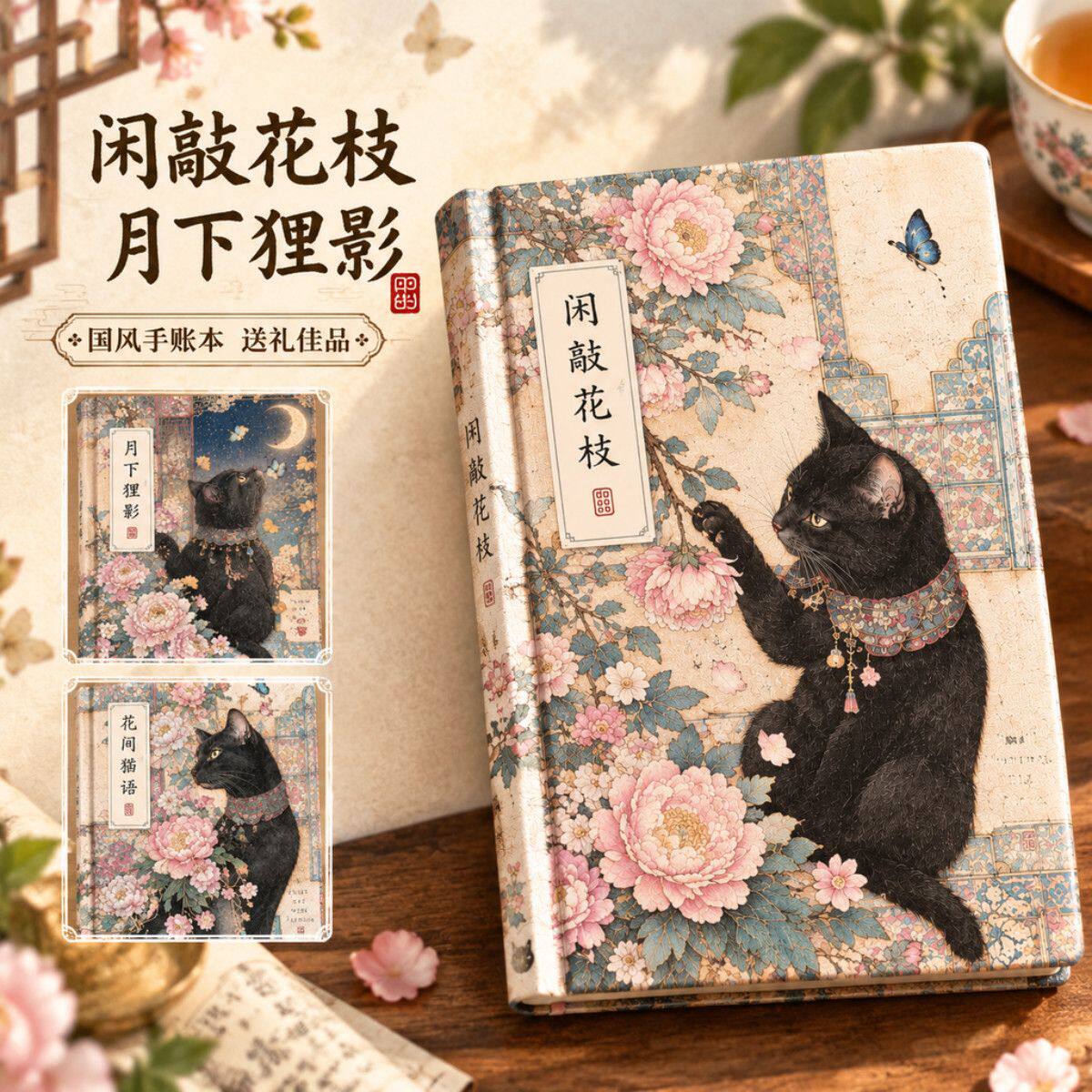 花月狸奴笔记本彩页手账本日记本