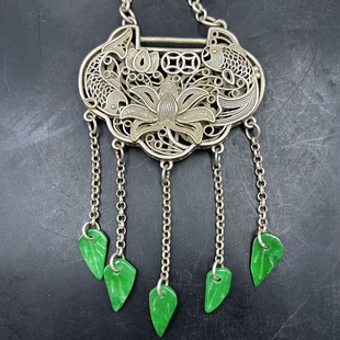 锁片 福字 花开富贵锁片 汉服配饰 镂空挂件铜镀银装饰摆件可佩戴