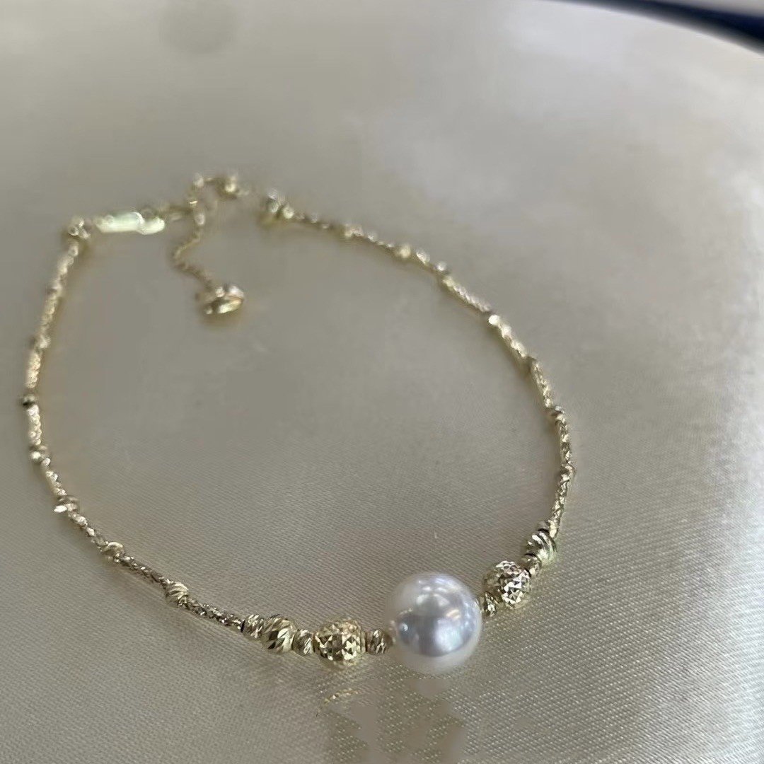 2026春 淡水珍珠7-8mm基本无暇 18K金爆闪菠萝珠可调节手链SL0518,童装/婴儿装/亲子装,T恤,淘宝优惠券,粉丝福利购,淘宝优惠卷