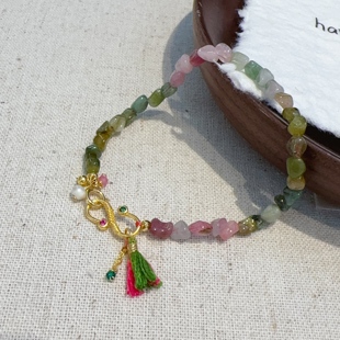 2025春夏不规则天然石手链 SL00162 五彩碧玺