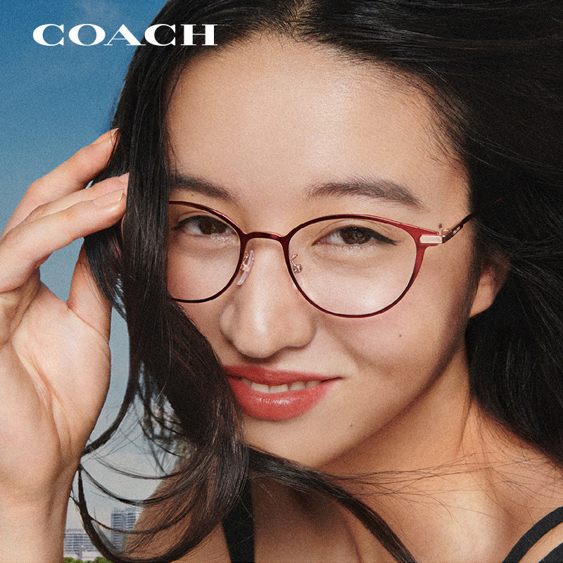 COACH蔻驰近超轻钛架近视眼镜框女HC5181个性复古猫眼高级感镜架