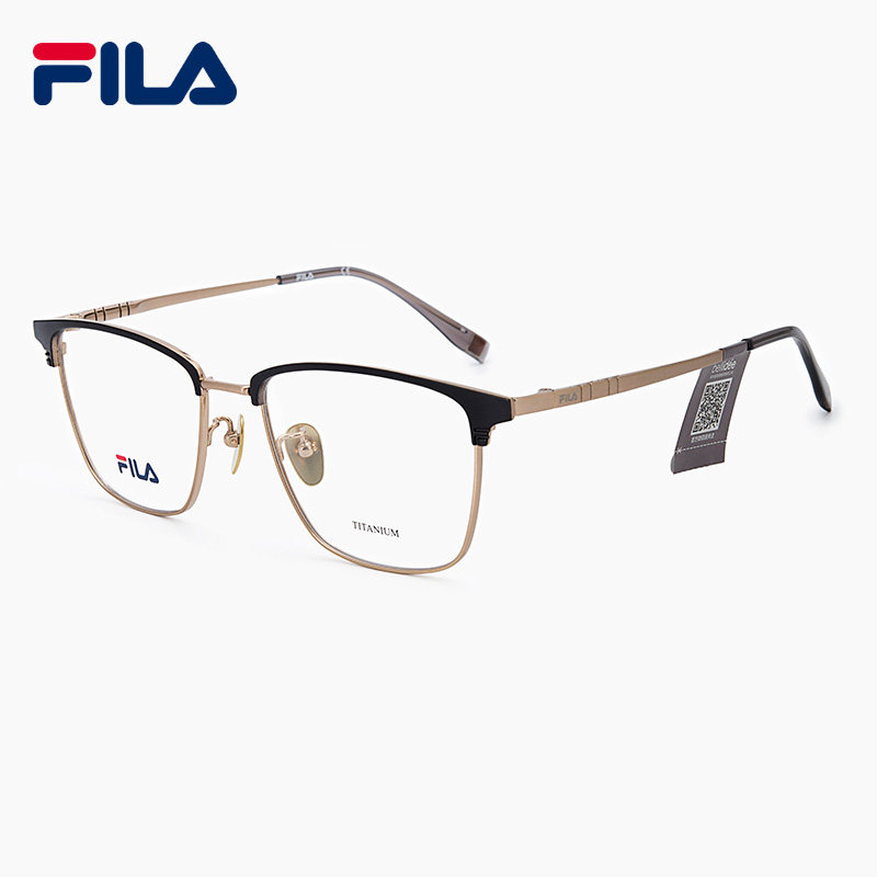 FILA复古眉线眼镜框男斐乐费跃VFI740F商务大脸纯钛近视眼镜架女