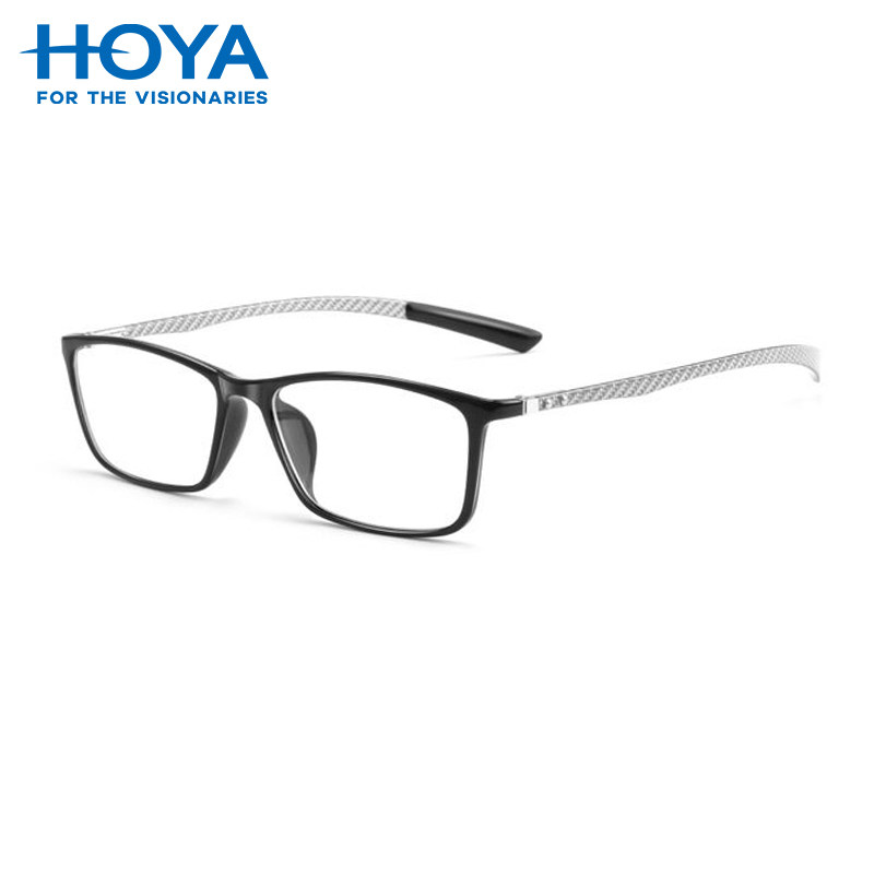 HOYA豪雅镜片防蓝光潮流男超轻近视可配度数黑方框百搭镜架001