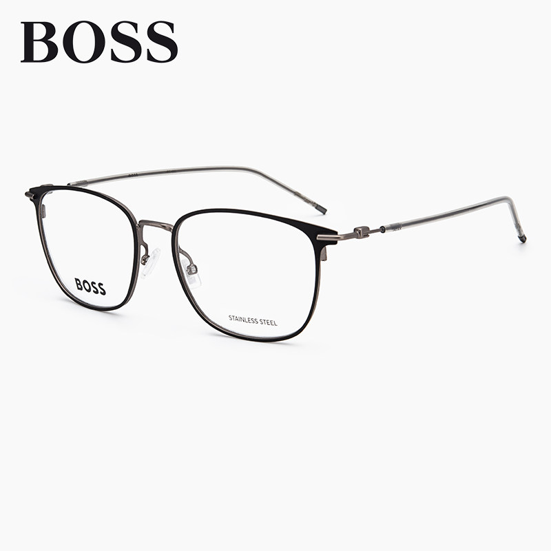 BOSS雨果百搭商务方形眼镜框男女