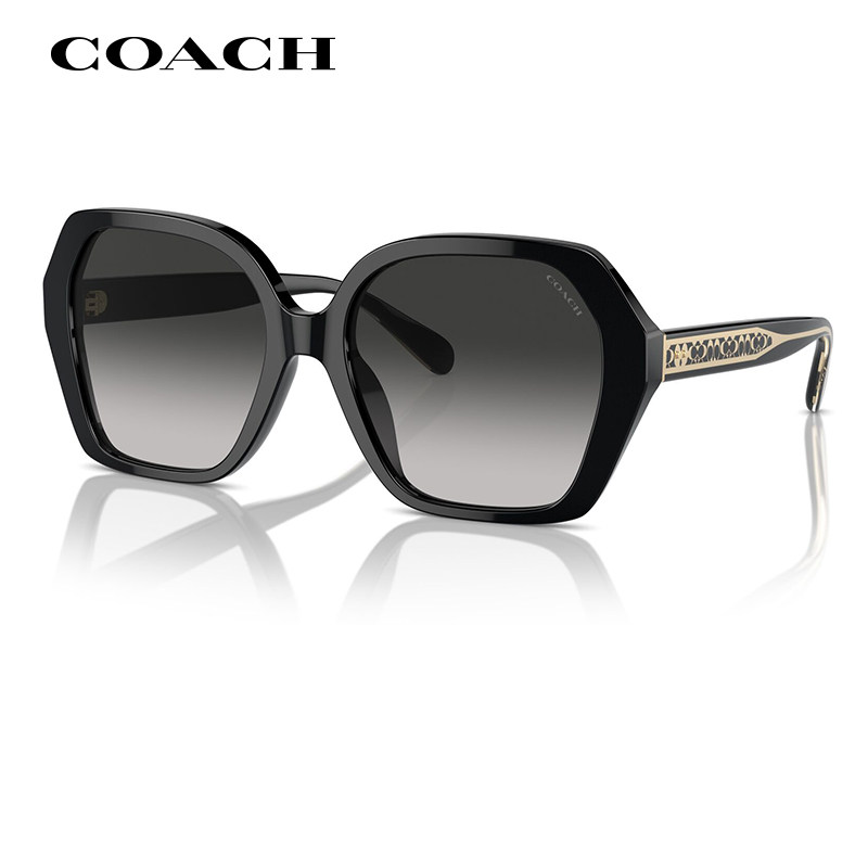 COACH蔻驰2025新品复古百搭太阳镜女HC8404黑色大框旅游防晒墨镜