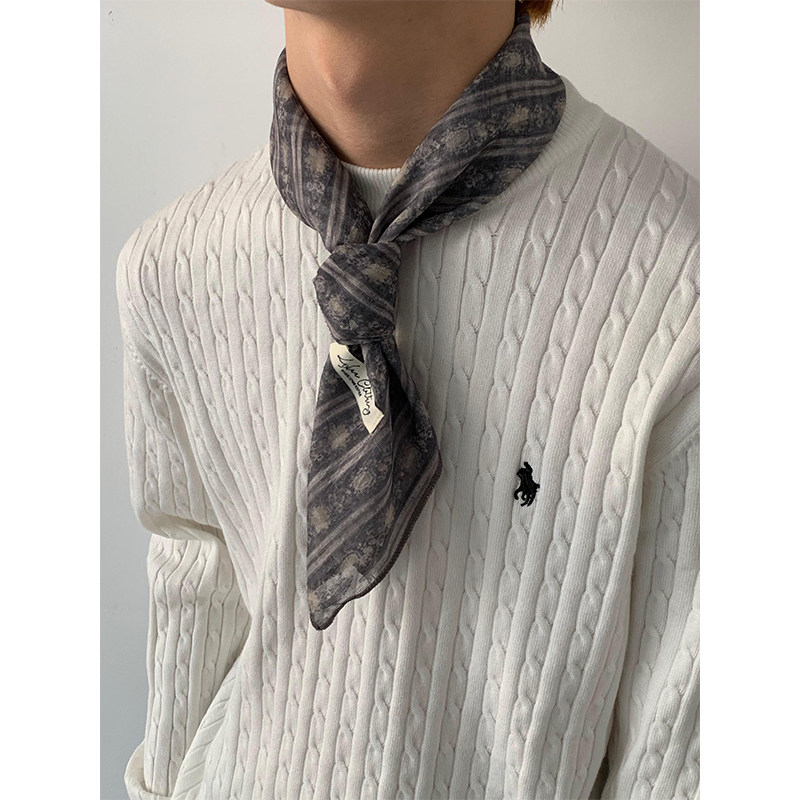 高级感复古时髦装饰棉麻丝巾