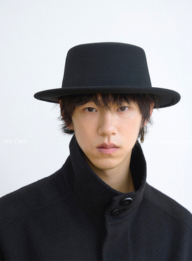 CiKC 高品质100%纯羊毛礼帽 英伦复古经典平顶帽男秋冬毛呢帽时髦