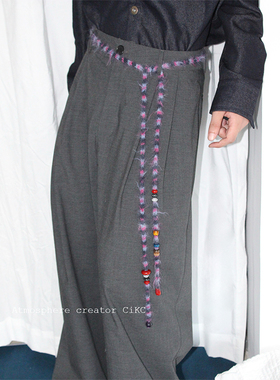 CiKC原创时髦复古珠串腰链小众个性设计腰带0y2k腰封挂饰多用项链