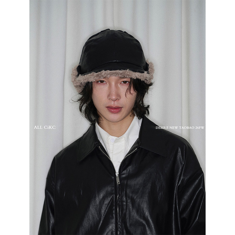 高级感皮质保暖飞行滑雪帽