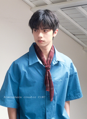 Red Newspapers 定制款 日系复古红色领巾男女小众叠带小围巾潮牌