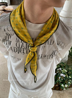 春夏日记 小众百搭时髦黄色小领巾男女ins搭配纯棉三角巾多用丝巾