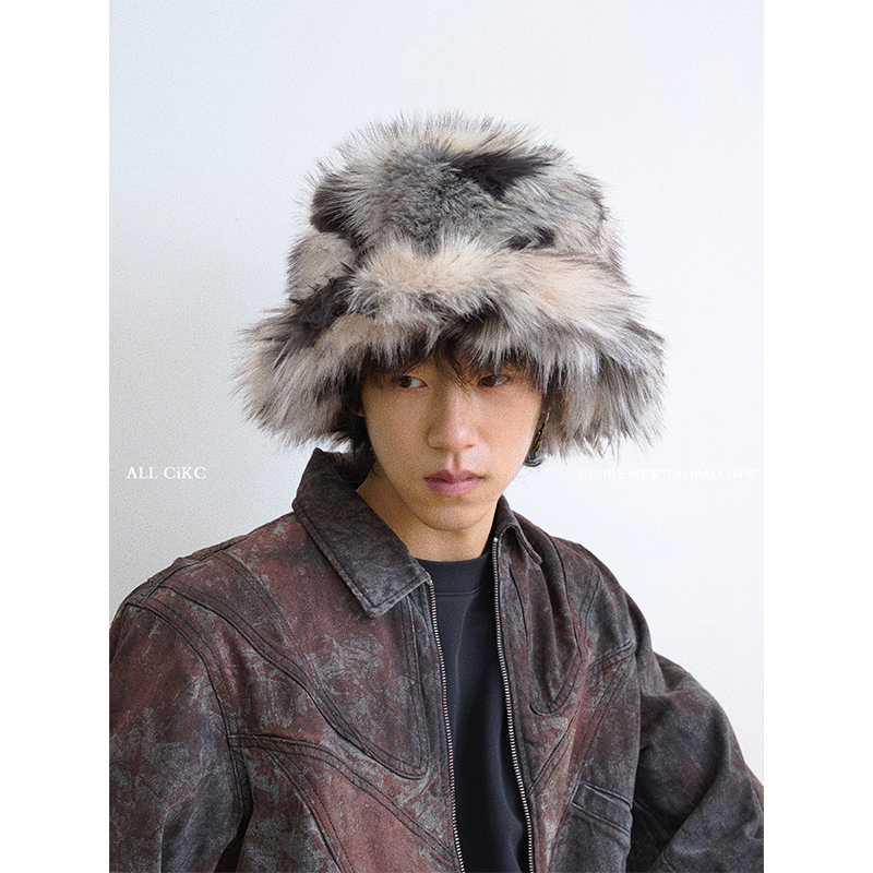 原野个性环保皮草渔夫帽