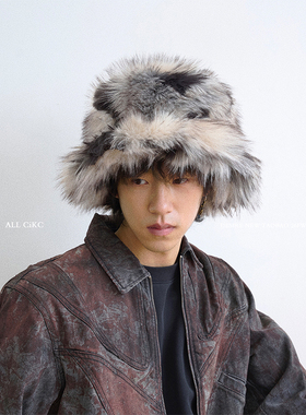 CiKC 原野个性环保皮草渔夫帽小众加厚亚比户外保暖毛绒护耳帽潮